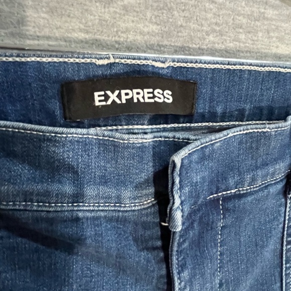 Express Blue Flare Wide Leg Jeans - Picture 2 of 7